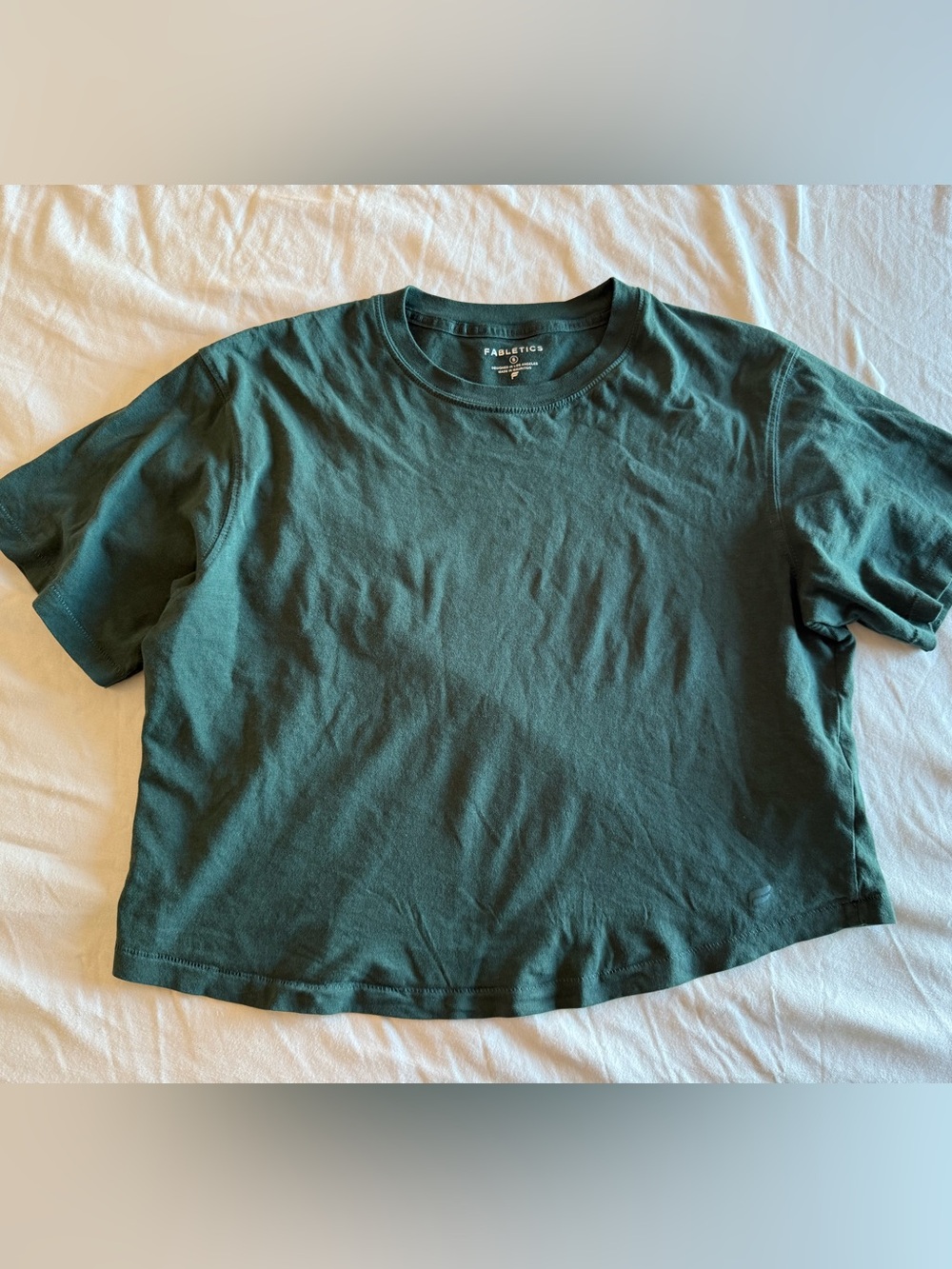FABLETICS 100% Cotton Boxy Tee Short Sleeve Top Shirt Everpine Green Small S